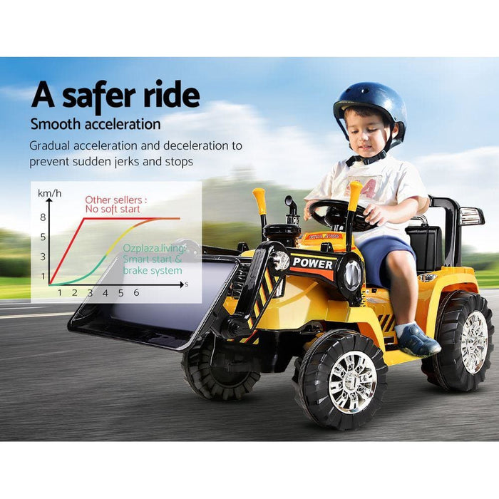 Rigo Kids Ride On Bulldozer Digger Electric Car Yellow-gs