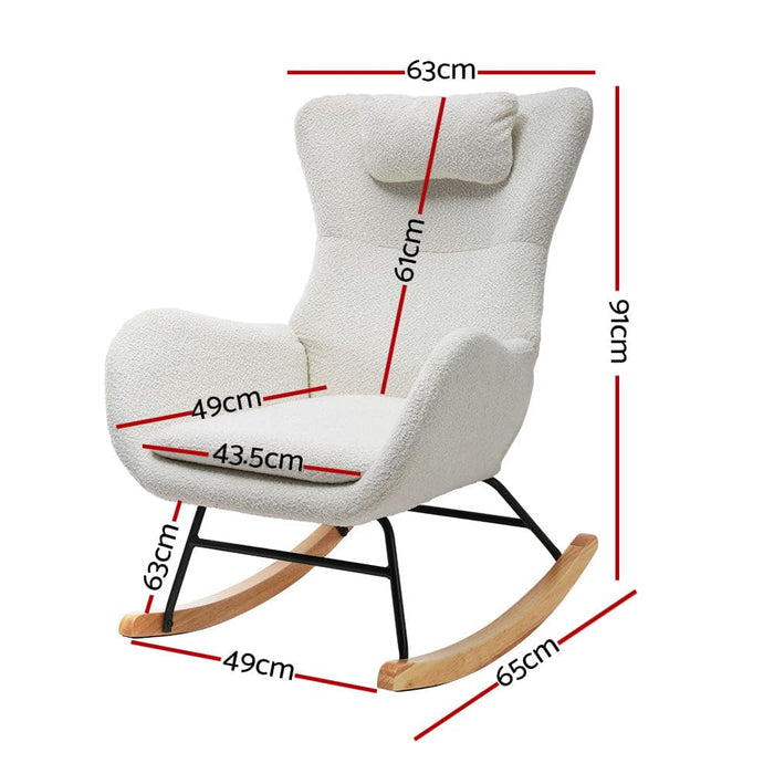 Rocking Armchair Feeding Chair Boucle Fabric Armchairs