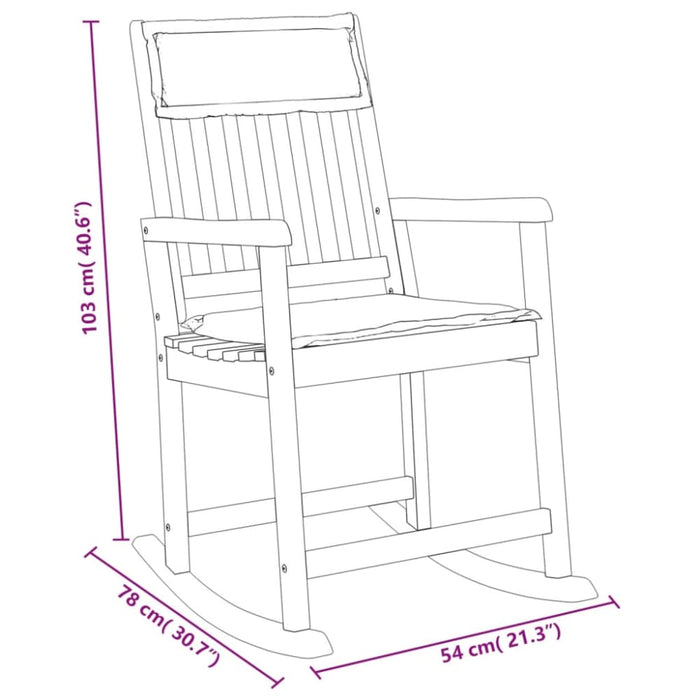 Rocking Chair With Cushions Solid Wood Acacia Tlbbxl