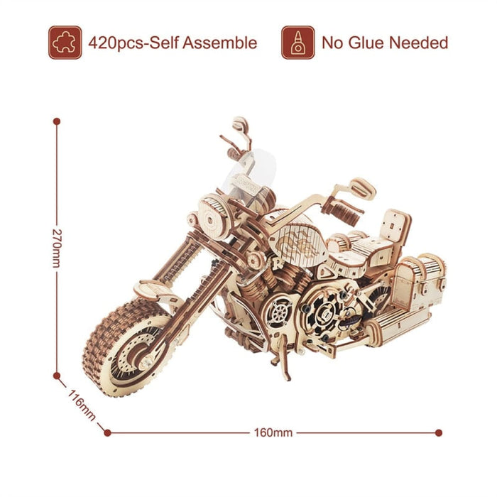 Rokr 420 Pcs Cruiser Motorcycle Diy Wooden Model Building