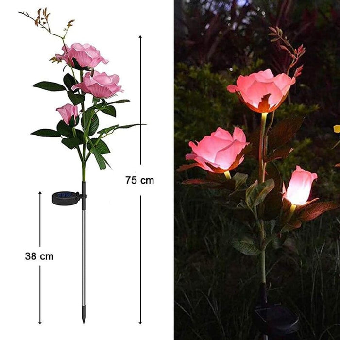 Rose Flower Led Solar Lamp For Garden Decoration