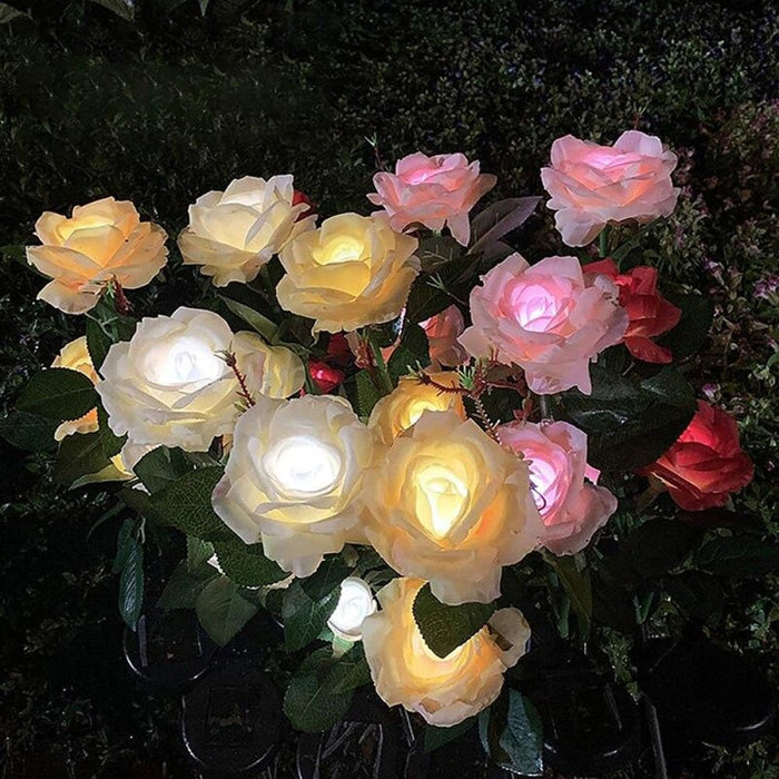 Rose Flower Led Solar Lamp For Garden Decoration