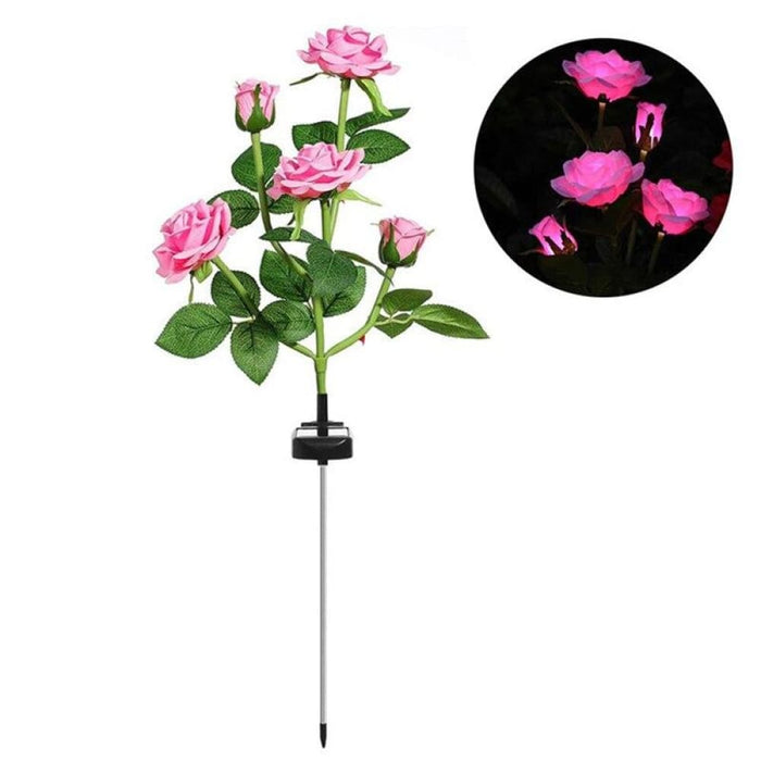 Rose Flower Led Solar Lamp For Garden Decoration