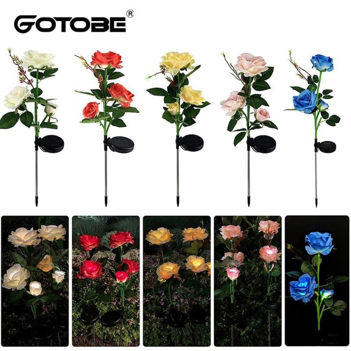 Rose Flower Led Solar Lamp For Garden Decoration