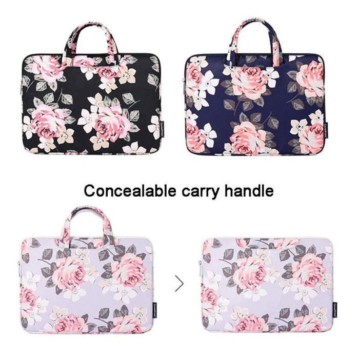 Rose Pattern Laptop Case Bag Computer Liner With Handle