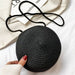 Round Crossbody Straw Bag For Women Minimalist Vocation