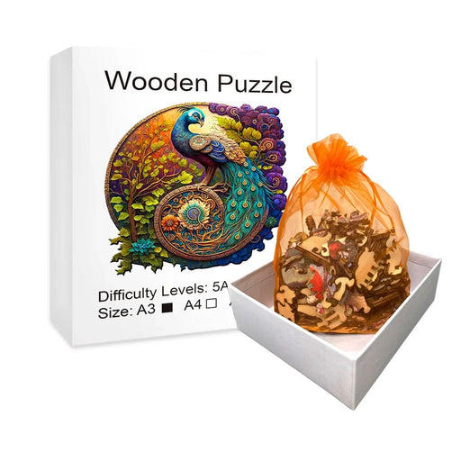 Round Peacock And Bird Wooden Puzzle For Kids