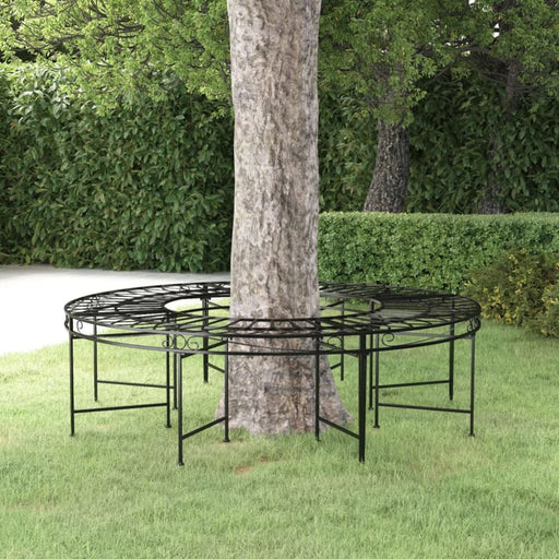 Round Tree Bench ø160 Cm Black Steel Tonnxo