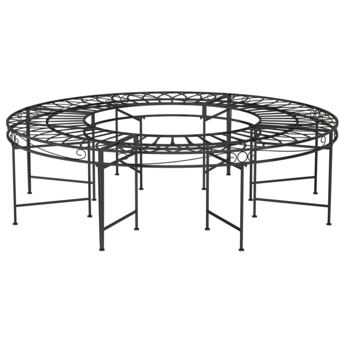 Round Tree Bench ø160 Cm Black Steel Tonnxo