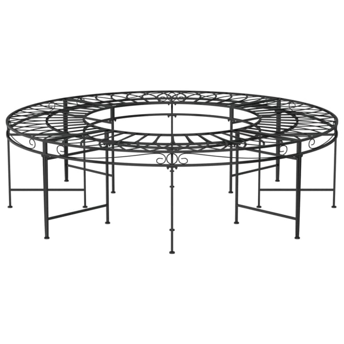 Round Tree Bench ø160 Cm Black Steel Tonnxo