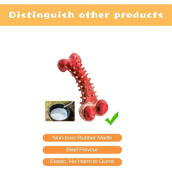 Rubber Durable Teeth Cleaning Beef Flavor Dog Bone Chew Toy