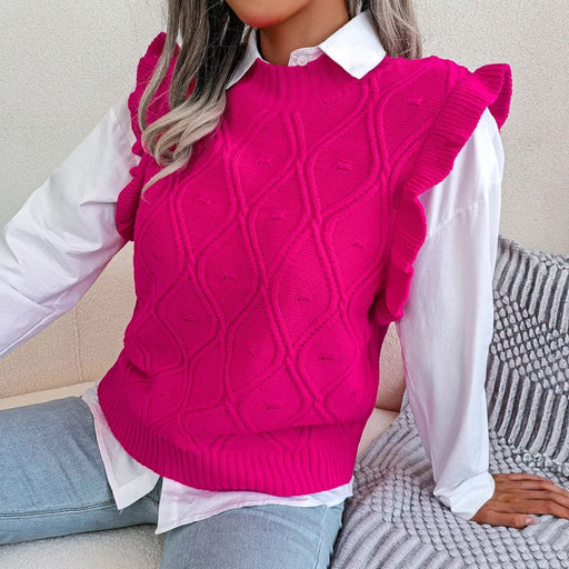 Ruffled Sleeveless Knit Vest for Women