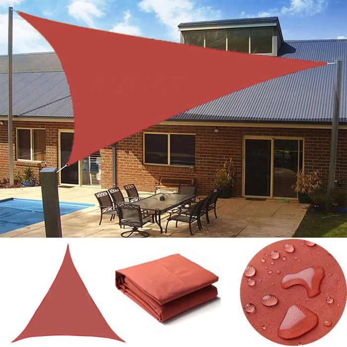 Rust Red 300d Triangle Patio Shade Sail Waterproof Awning