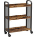 Rustic Brown Kitchen Trolley Rolling Cart With Steel