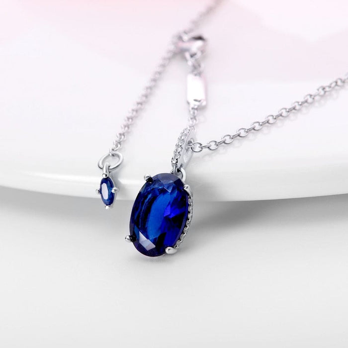 S925 Necklace For Women Silver Colour Blue Crystal Shell