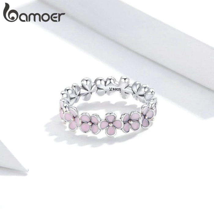 S925 Sterling Silver Pink Wreath Finger Ring For Women