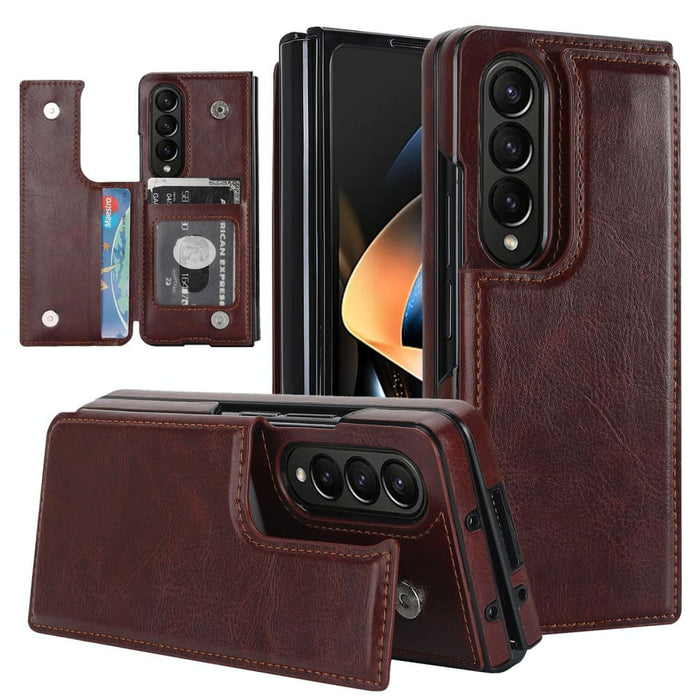 For Samsung Galaxy z Fold4 Double Buckle Card Slot Foldable