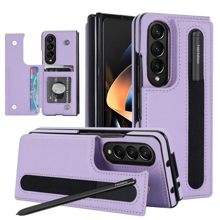 For Samsung Galaxy z Fold4 Double Buckle Card Slot Foldable