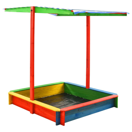 Sandbox With Adjustable Roof Fir Wood Multicolour Uv50