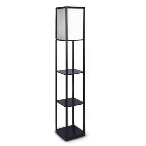 Sarantino Etagere Floor Lamp Shelves In Black Frame Fabric