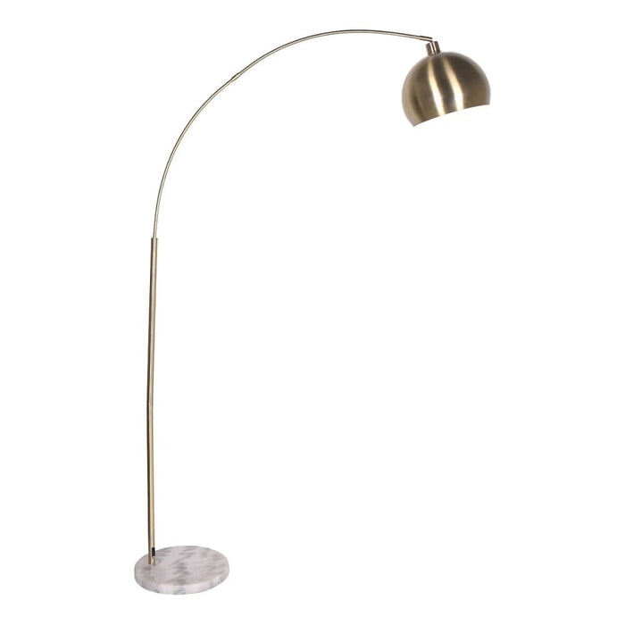 Sarantino Arc Floor Lamp Antique Brass Finish With Marble