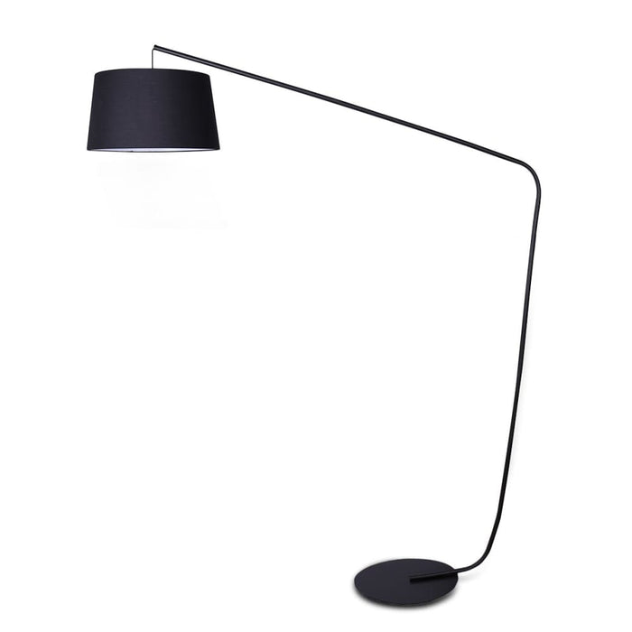 Sarantino Metal Arc Floor Lamp In Black Finish With Linen