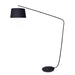 Sarantino Metal Arc Floor Lamp In Black Finish With Linen