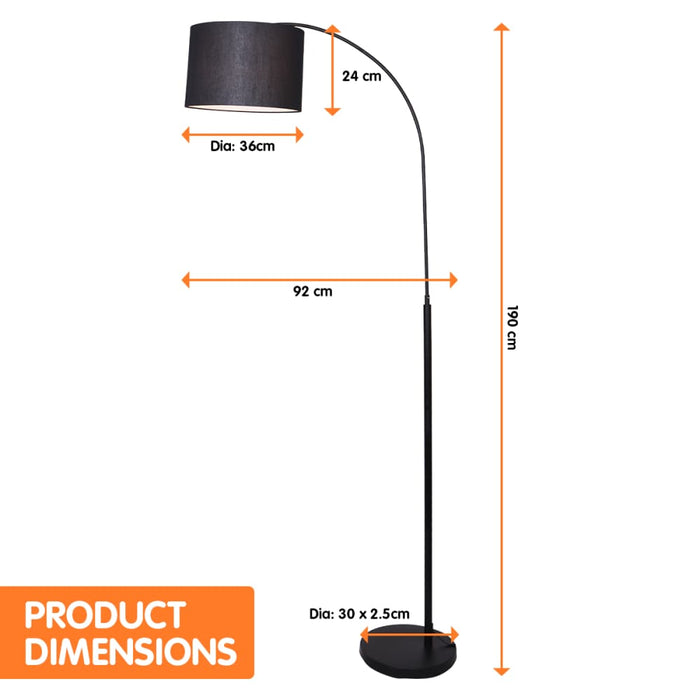 Sarantino Metal Arc Arm Floor Lamp Shade Black