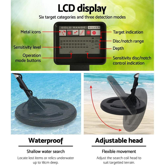 Lcd Screen Metal Detector With Headphones - Black