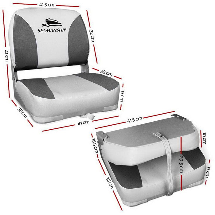 Seamanship Set Of 2 Folding Swivel Boat Seats - Grey