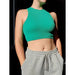 Seamless Rib Knit Crop Top For Women Athletic Tank Yoga Gym