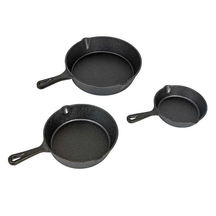 Pre Seasoned Cast Iron Skillet Fry Pan Set 3 Pcs Frying