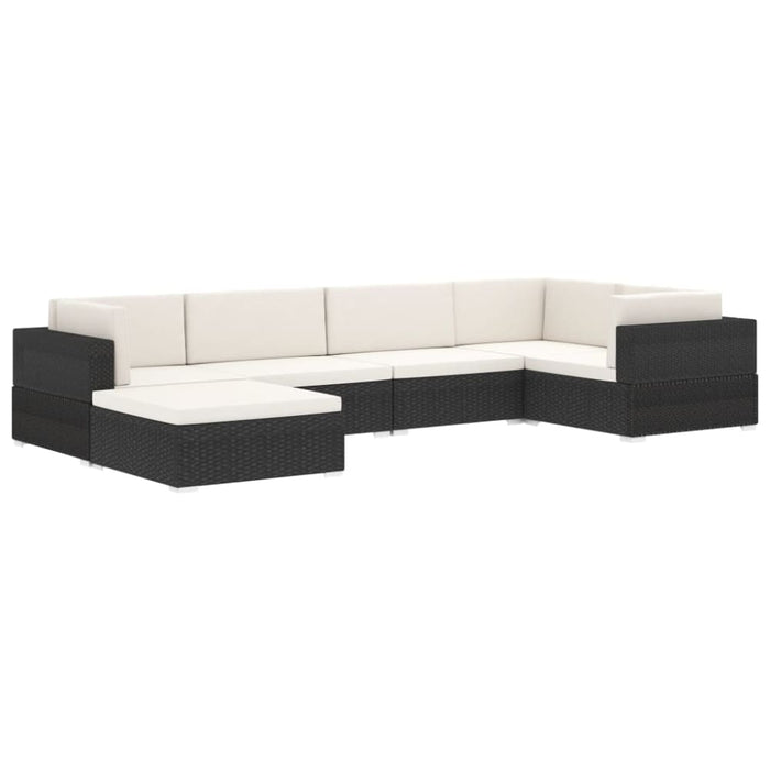 Sectional Corner Chair 1 Pc With Cushions Poly Rattan Black