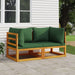 Sectional Corner Sofas 2 Pcs With Green Cushions Solid Wood