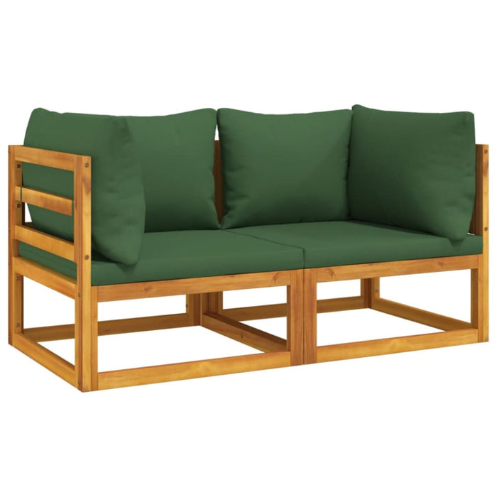 Sectional Corner Sofas 2 Pcs With Green Cushions Solid Wood