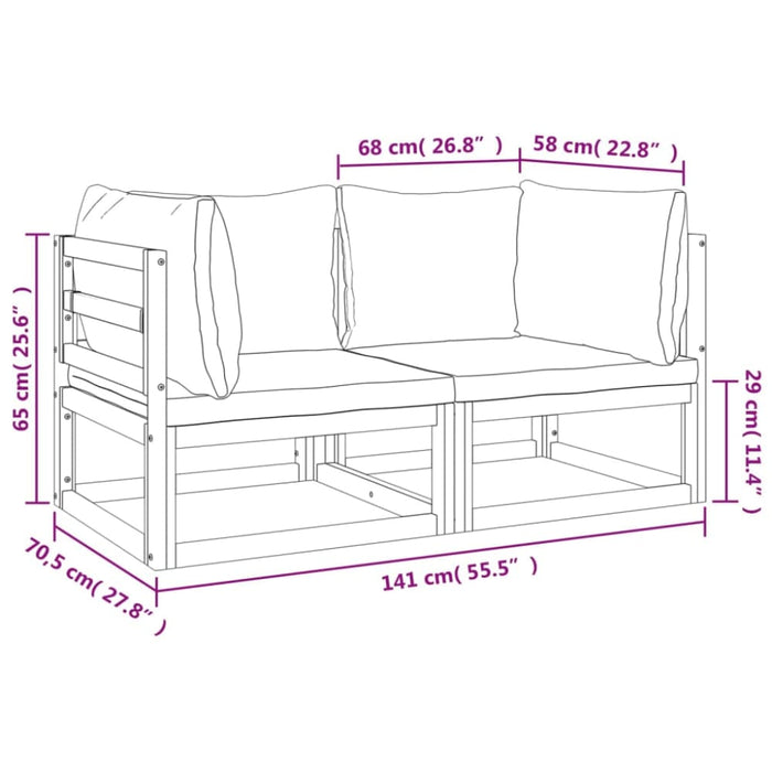 Sectional Corner Sofas 2 Pcs With Green Cushions Solid Wood