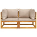 Sectional Corner Sofas 2 Pcs With Taupe Cushions Solid Wood