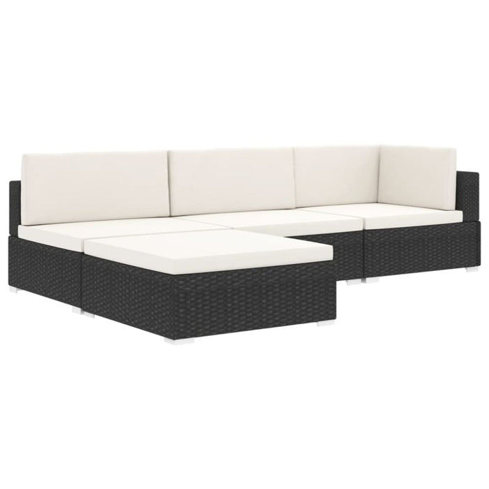 Sectional Footrest 1 Pc With Cushion Poly Rattan Black Alnba