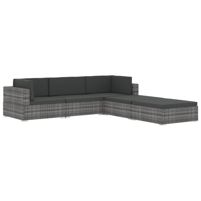 Sectional Footrest 1 Pc With Cushion Poly Rattan Black Alnbx