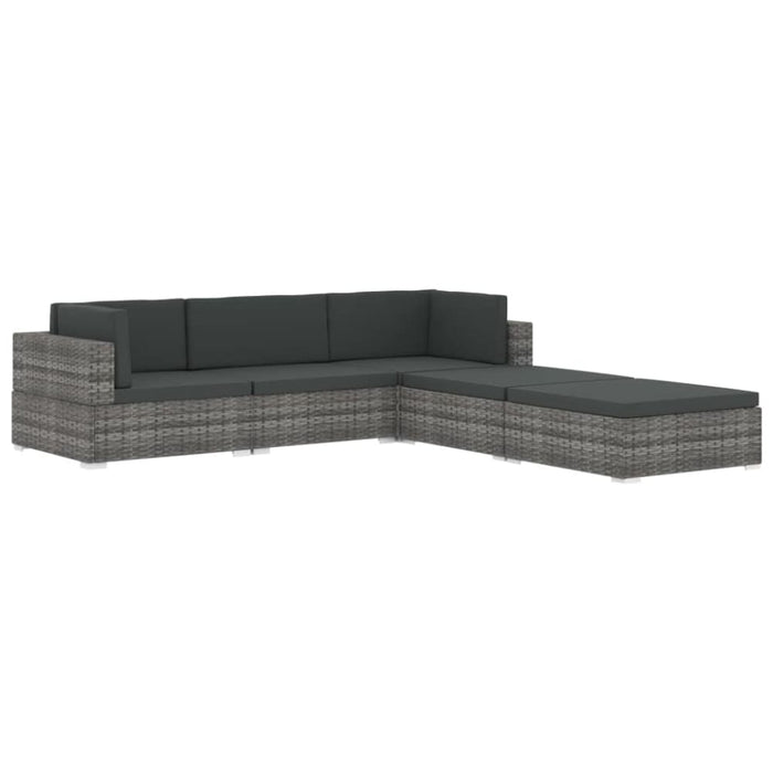 Sectional Middle Seat 1 Pc With Cushions Poly Rattan Grey