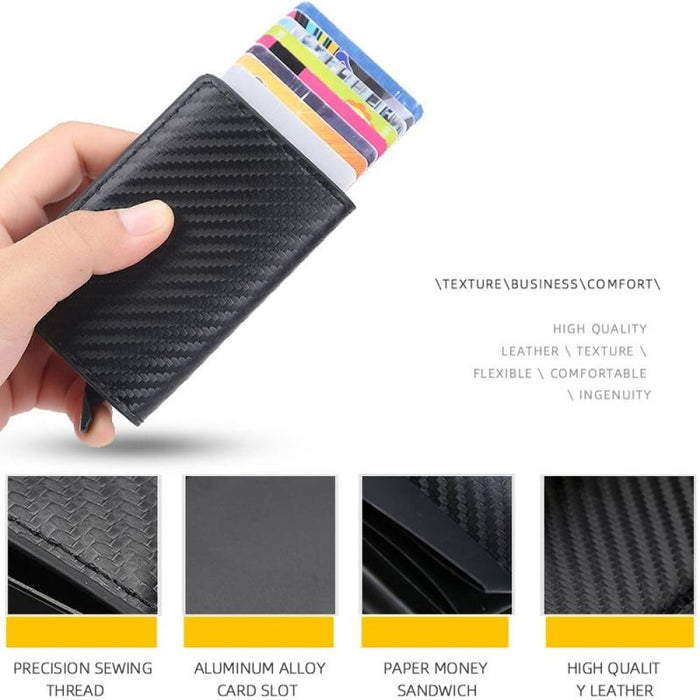 Secure Rfid Plaid Leather Wallet With Automatic Eject Card