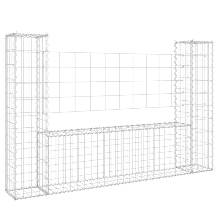 U-shape Gabion Basket With 2 Posts Iron 140x20x100 Cm Opoxip