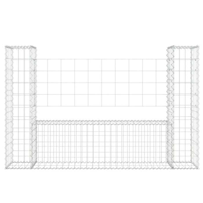 U-shape Gabion Basket With 2 Posts Iron 140x20x100 Cm Opoxip