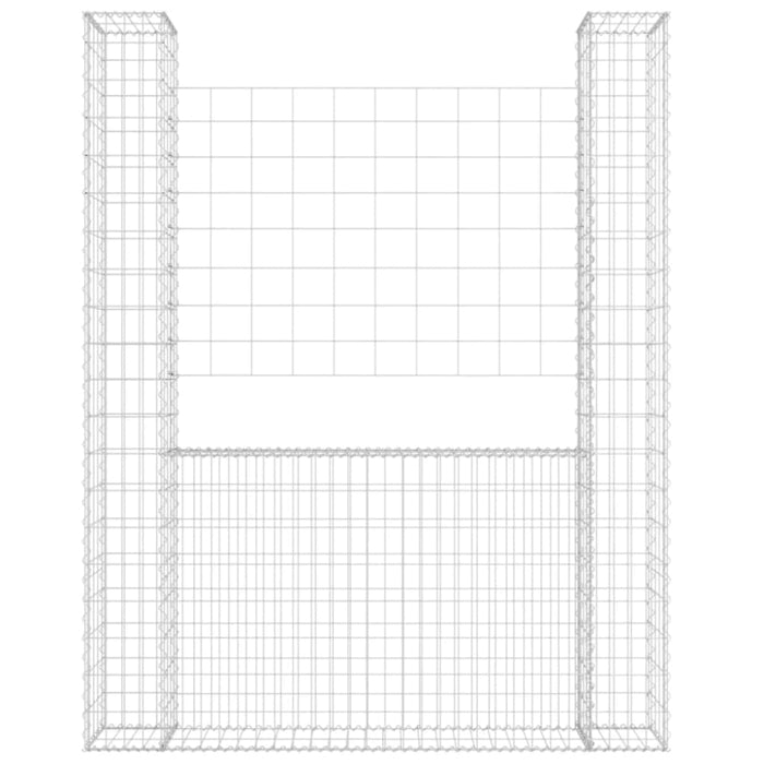 U-shape Gabion Basket With 2 Posts Iron 140x20x200 Cm Opoxnk