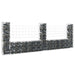 U-shape Gabion Basket With 3 Posts Iron 260x20x100 Cm Opoxil