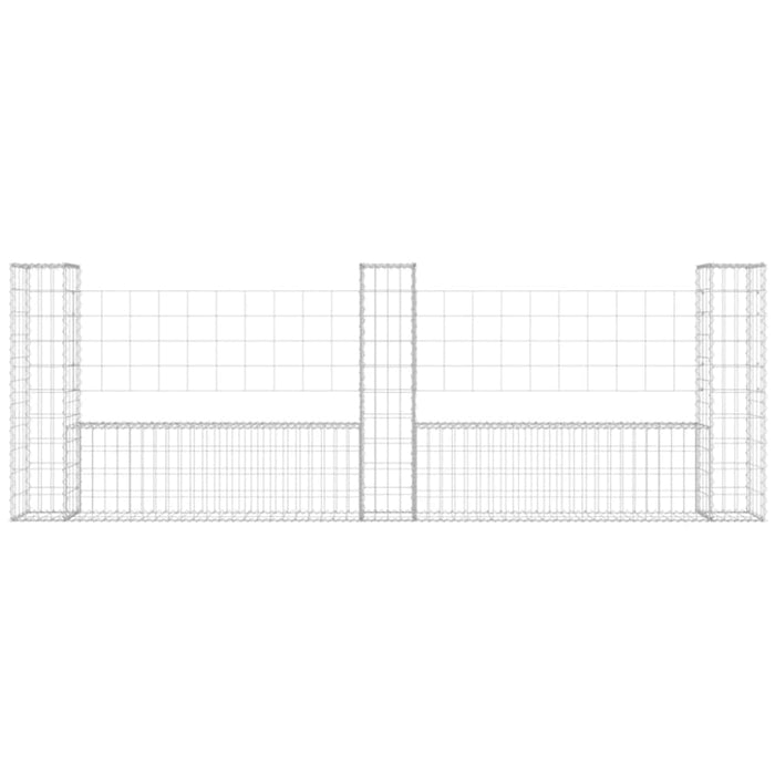 U-shape Gabion Basket With 3 Posts Iron 260x20x100 Cm Opoxil