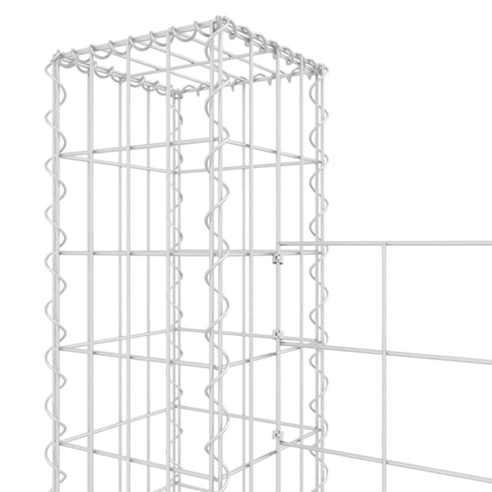 U-shape Gabion Basket With 3 Posts Iron 260x20x150 Cm Opoxnt