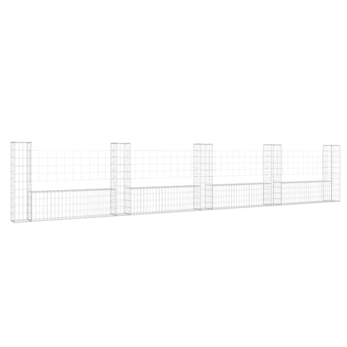 U-shape Gabion Basket With 5 Posts Iron 500x20x100 Cm Opoxin