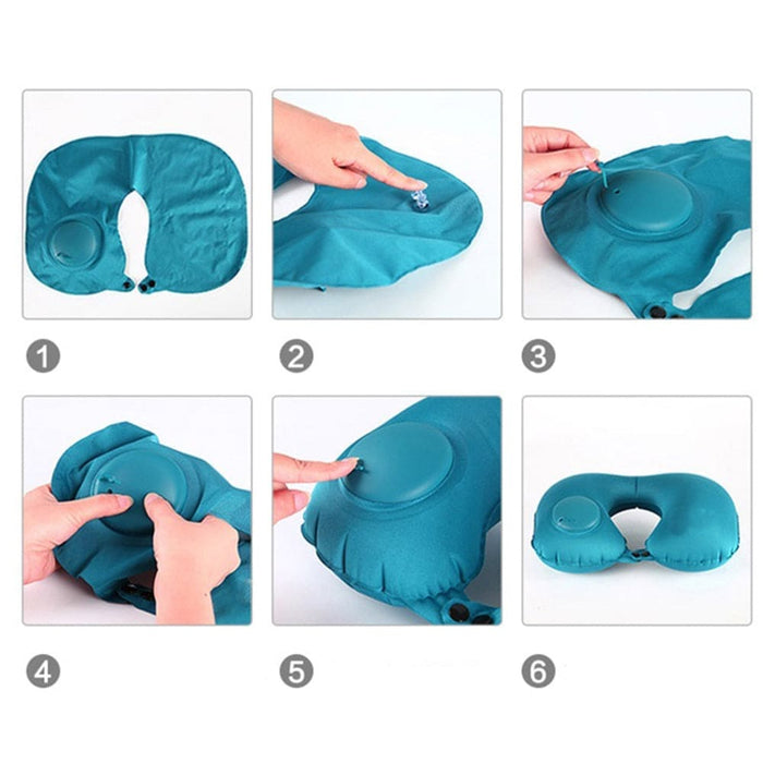 U Shaped Portable Inflatable Manual Pressurized Neck Pillow