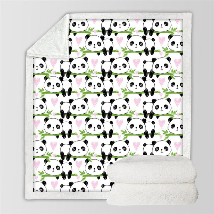 Sherpa Blanket Throw Blankets Black And White Cute Pandas